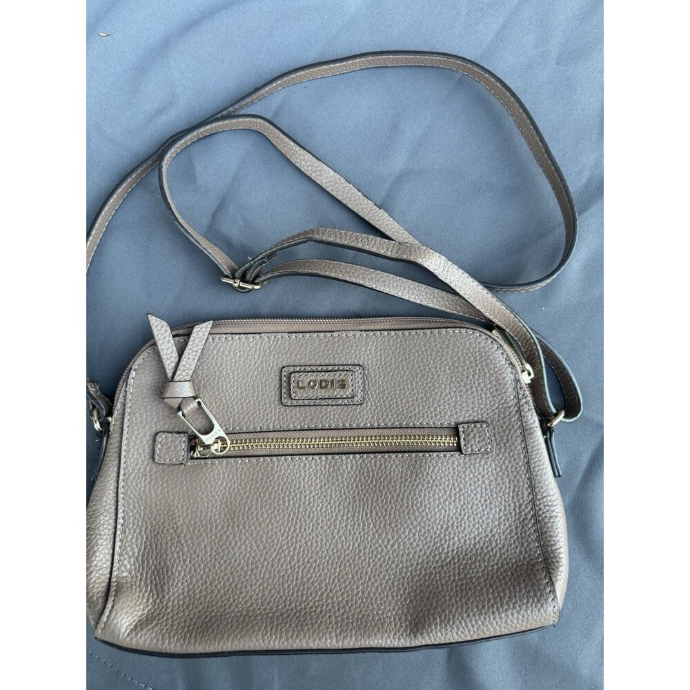 Lodis Charlotte Crossbody Taupe Textured Leather Small Purse